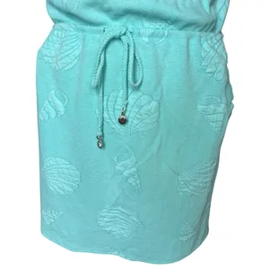 Dotti Turquoise Strapless Seashell Terry Cloth Dress Cover-Up resort wear L thumbnail 3