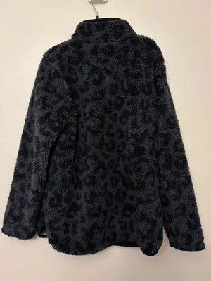 Member's Mark Cozy Sherpa Leopard Print Fleece Snap Button Jacket Medium thumbnail 2
