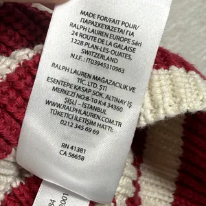 Lauren Ralph Lauren Striped Cotton Shaker Knit Sweater Red Cream L 200815982001 thumbnail 7