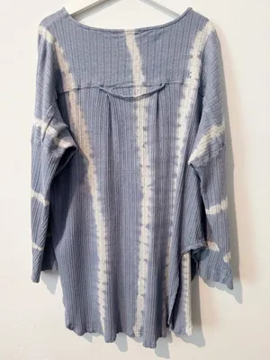 Free People Sleep Set Size XS Blue‎ Combo Rib Long Sleeve Shorts Outfit Coquette thumbnail 8