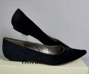 Daniblack Rexa Black Python Velvet Pointed Toe Ballet Flats Women Sz 10 thumbnail 1