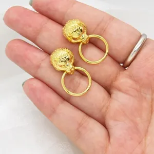 Leo Lion Ring Earring Studs Gold thumbnail 4