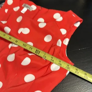 Dressbarn Red White Polka‎ Dot Dress Sleeveless Fit Flare Pockets Retro Size 4 thumbnail 5