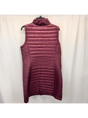 Duluth Burgundy Quilted Puffer Duck Down Long Vest L Collar Layering Cabincore thumbnail 3