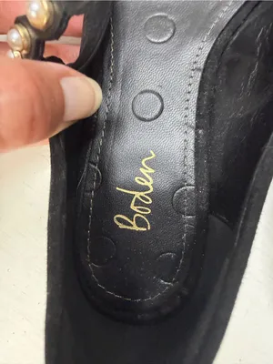 Boden Black Mary Jane Ballet Flats Pearl Strap Suede Size 37 Academia Office thumbnail 8