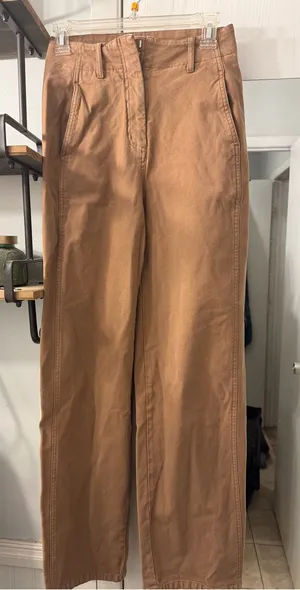 Wilfred Free Aritzia Wide-Leg Cotton Chinos in Brown thumbnail 1