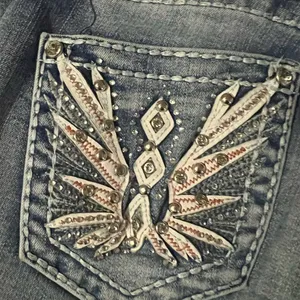 Los Angeles Apparel Embellished Blue Denim‎ Jeans thumbnail 5
