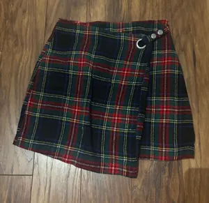 Francesca's Skirt red and green plaid thumbnail 1