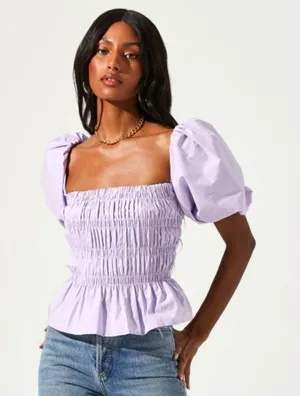 ASTR The Label SAVINA BUBBLE SLEEVE TOP SOLD OUT ONLINE size XS thumbnail 1