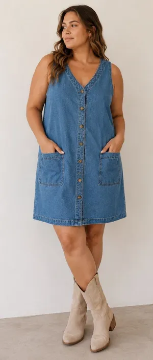 Vintage Blue J. Denim Mini Dress L Western Boho Blue 90s Button Front Sleeveless thumbnail 1