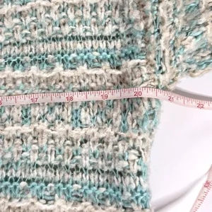 Aeropostale Womens Striped Knit Sweater Blue White Sz M V Neck Coastal Pullover Long Sleeve thumbnail 6