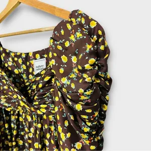 Autumn Adeigbo Bridgette Floral Ruched Empire Mini Dress Size 0‎ Romantic Fairy thumbnail 5