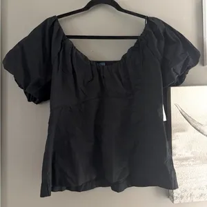 Old Navy Black baby doll top Puff Sleeve Blouse thumbnail 1