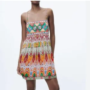 Nwot Zara Woman Strapy Embroidered Short Dress. 6895/240 thumbnail 3
