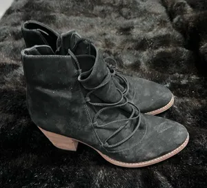 Sam Edelman Millard Lace-Up Bootie, Black Leather,‎ Womens Size 9.5 thumbnail 1
