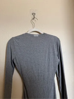 Skims Soft Lounge Button Up Henley Long Sleeve Romper Size Medium Grey thumbnail 6