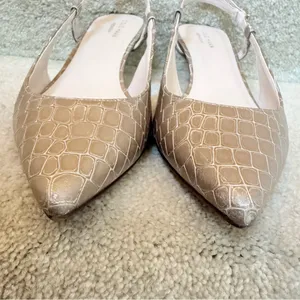 Cole Haan Julianna Low Sling Beige Crock Print‎ Career Slingback Heels size 7.5 thumbnail 4