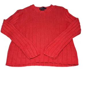Polo Ralph Lauren Tangerine Orange Linen Cotton Blend Chunky‎ Sweater Large thumbnail 2