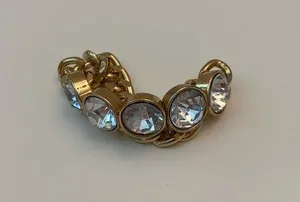 Rhinestone gold link stretchy bracelet thumbnail 1