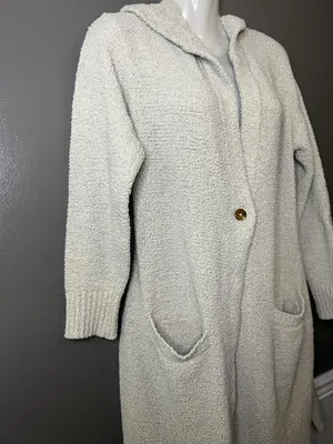 UGG Cardigan Sweater Womens Large Gray Hooded Open Front Chunky Knit Pockets thumbnail 4