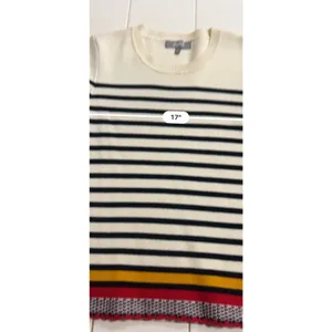 Marled Reunited Striped Crochet Hem Sweater Women's XS thumbnail 6