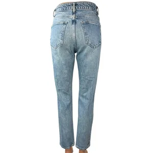 Zara Women's Blue Light Wash High Waisted Straight Tapered Ankle Denim Jeans 4 thumbnail 3