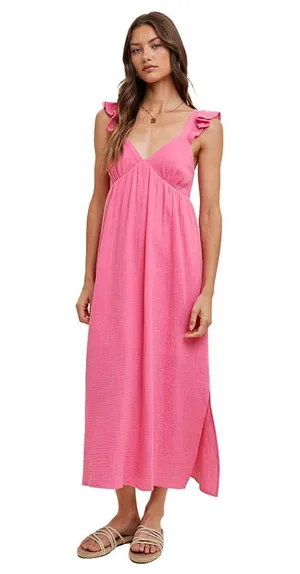 Boutique Pink Gauze Maxi Dress thumbnail 1