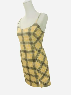 Forever 21 yellow Plaid mini Dress Clueless Cher thumbnail 2