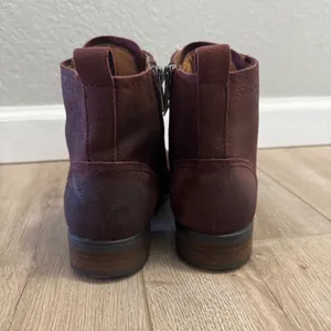 Earth Etienne LQV Womens 6M Burgundy Leather Lace Up Combat Ankle Boots Moto thumbnail 2
