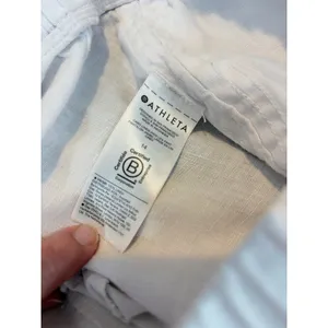 Athleta Cabo Linen Wide Leg‎ Pant White Drawstring Elastic Waist 14 thumbnail 4