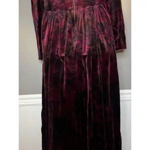 Vintage Origin Dress Womens 12 Red Floral Velvet Mock Neck Puff Sleeve Maxi thumbnail 9