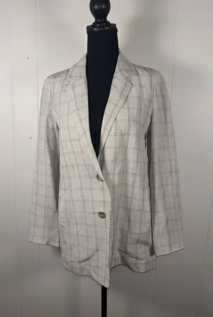 Madewell Dorset Blazer Windowpane Size S Minimalist‎ Oversized Linen thumbnail 1