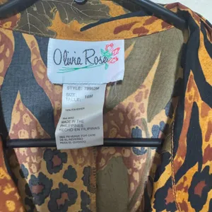 Vintage 90s Olivia Rose Sz 16 Midi Dress Safari Jungle animal print‎ Sleeveless thumbnail 5