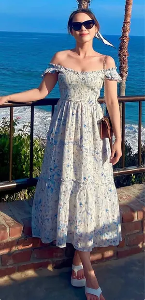 American Eagle maxi blue floral dress size XXS thumbnail 1