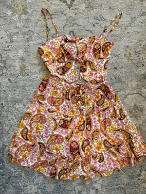 Sky to Moon Pink Paisley Cut-Out Mini Dress thumbnail 1