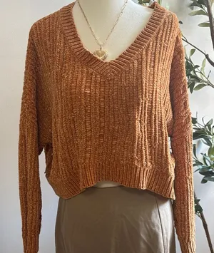 Wild Fable Rust V-Neck Sweater thumbnail 1