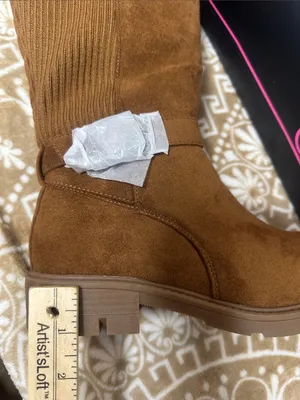 Corkys Tall Hey there Chestnut Suede-Look Ribbed Back Heeled Boots thumbnail 9