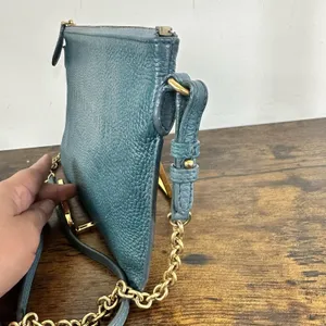 Burberry Crossbody Bag Small Teal Green Leather Chain Strap thumbnail 7