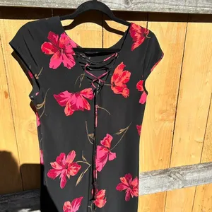 Vintage 90s black & red‎ floral sexy dress size medium thumbnail 6