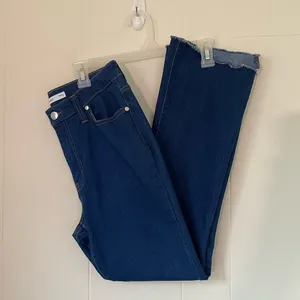 Nine West Kick Flare dark wash denim bootcut jean ~ raw hem ~ women’s size 8 thumbnail 1