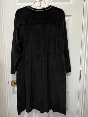 Aria Collection Velour Long Sleeve Nightgown Pajama Dress Lounge Size XL Black thumbnail 2