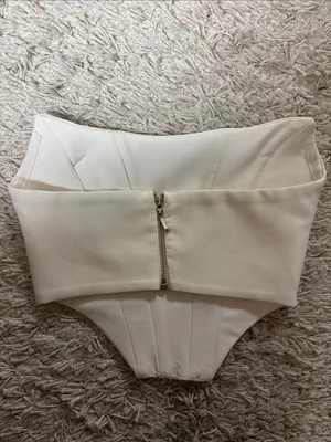 Trendyol White Structured Strapless Crop Top Size 2 thumbnail 8