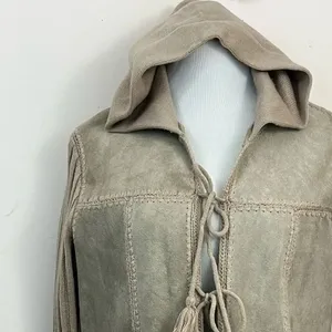 Vintage 70’s Duo Wear Leather Cow Hide Hooded Jacket Tan L thumbnail 4