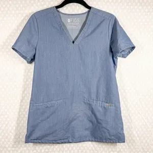 Figs Blue Casma‎ Short Sleeve V Neck Scrub Top thumbnail 1