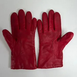 Isotoner L Leather Gloves Red Genuine Leather Warm Winter Classic Logo Aris 115 thumbnail 4