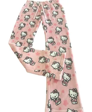 Hello Kitty Pink Cartoon Pajama Bottoms size M junior thumbnail 1