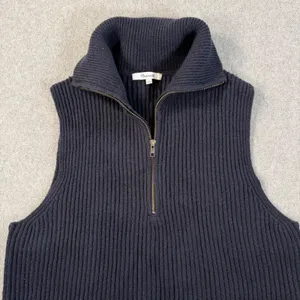 Madewell Half-Zip Sweater Vest Women's Large Navy Blue Knit Wool Blend thumbnail 4