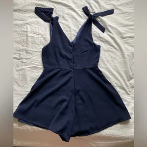 Altar’d State Navy Blue Romper with Shoulder Ties Size M thumbnail 2