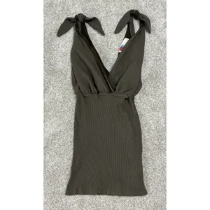 Free People FP Beach Rodeo Ribbed Wrap Mini Dress Bodycon Olive Green Size M thumbnail 2