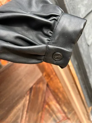 Zara Faux Vegan Leather Button Down Collared Shirt Jacket Cardigan M thumbnail 4